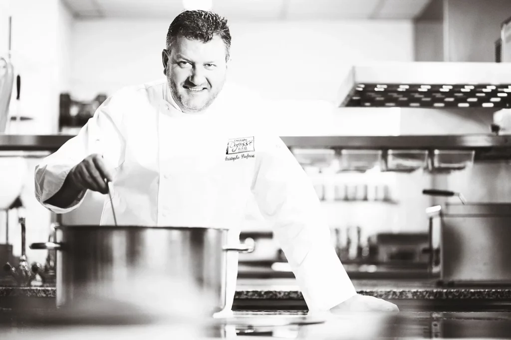 Portrait corporate du Chef Christophe Dufossé au restaurant La Citadelle à Metz.